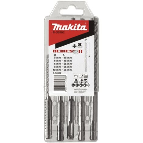 Set di 5 punte MAKITA SDS-Plus con 4 punte TCT NEMESIS II - B-58992