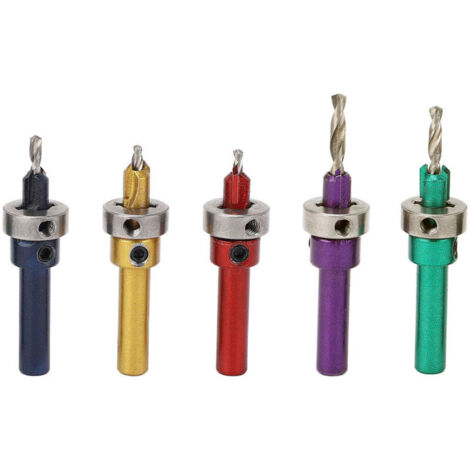 Set di 5 punte per fresa per lavorazione del legno, punte coniche regolabili per lavorazione del legno, da 2,8 a 4,0 mm, 5 colori