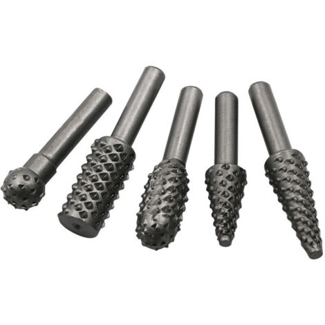 Set di 5 punte per fresatrice assortite per la lavorazione del legno - per brunire, lucidare, incidere, smerigliare, limare, sbavare e lavorare il legno - utensile rotante