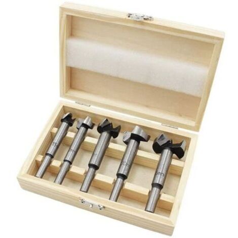 Set di 5 punte per legno, diametri 15/20/25/30/35 mm - Frese in acciaio per realizzare fori puliti e dal fondo piatto nel legno