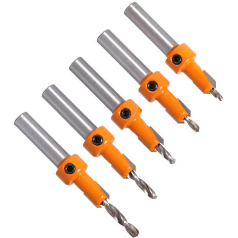 Set di 5 punte per smussatura da 8 mm per legno, punte svasate per la lavorazione del legno, con chiave esagonale.