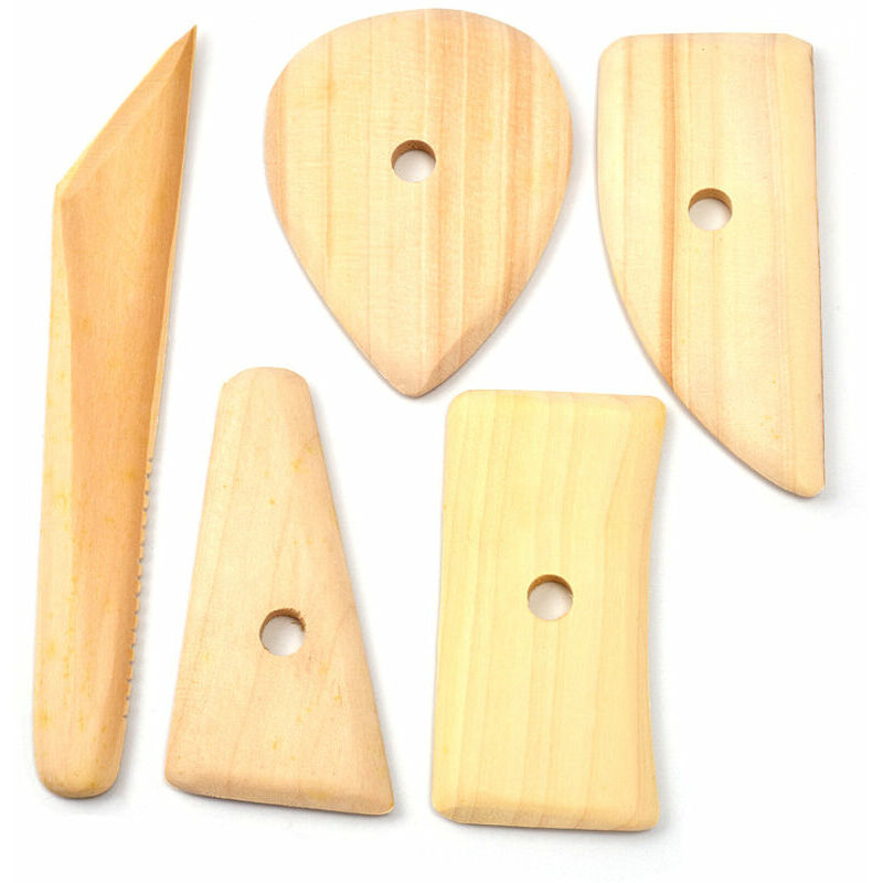 FVO - Set di 5 raschietti per argilla in legno