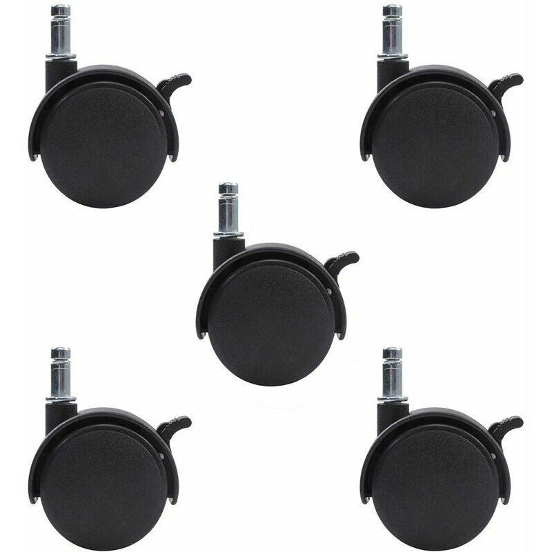 Set di 5 ruote orientabili in nylon con freno
