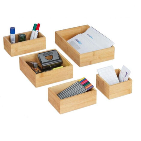 Set di 5 scatole portaoggetti in bambu