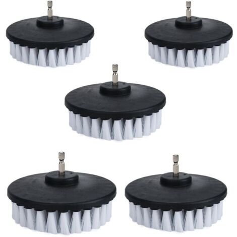 Set di 5 spazzole elettriche a setole morbide bianche da 10,2 cm per la pulizia di auto, barche, sedili, tappeti, tappezzeria e porte della doccia.