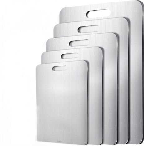 Set di 5 taglieri in acciaio inox (316) – Tagliere da cucina in acciaio inox antibatterico, tagliere in titanio bifacciale, senza BPA, ideale per carne, frutta, verdura e pane