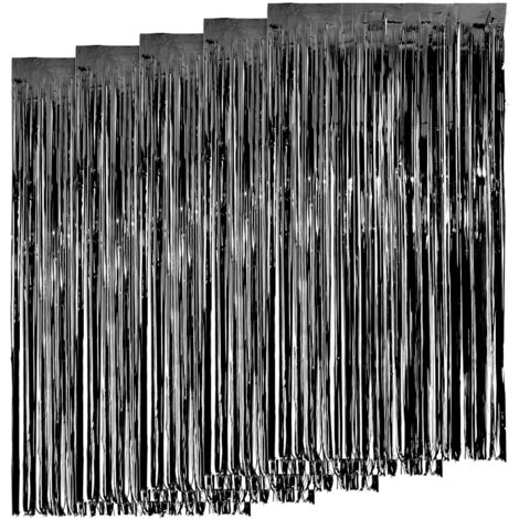 Set di 5 tende metalliche nere con orpello, tenda da 1x2 m con frange in lamina