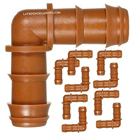 Set di 50 Gomito di Riparazione per Tubi a Goccia 16mm, marrone. Connettore per Tubi per Sistema di Irrigazione