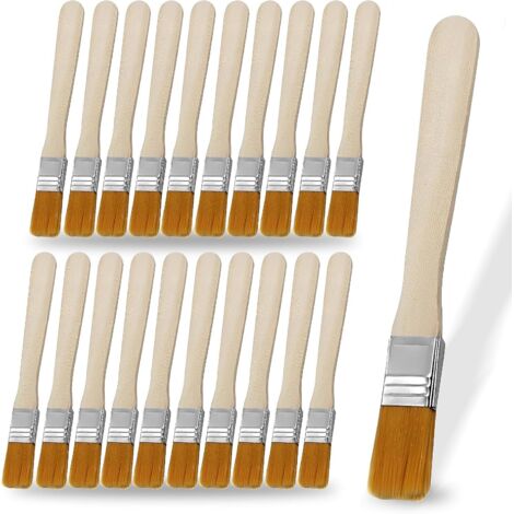 Set di 50 pennelli piatti piccoli da 13,5 cm, con manico in legno, per hobby creativi, decorazione, pittura e colorazione.