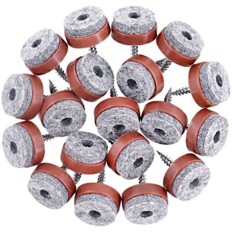 Set di 52 feltrini antiscivolo per mobili con feltrini avvitabili per gambe di sedie, tavoli e divani in legno, marrone, 20 mm