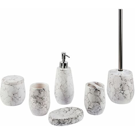 Set di 6 Accessori Bagno Ceramica bianca dispenser sapone porta sapone Callela