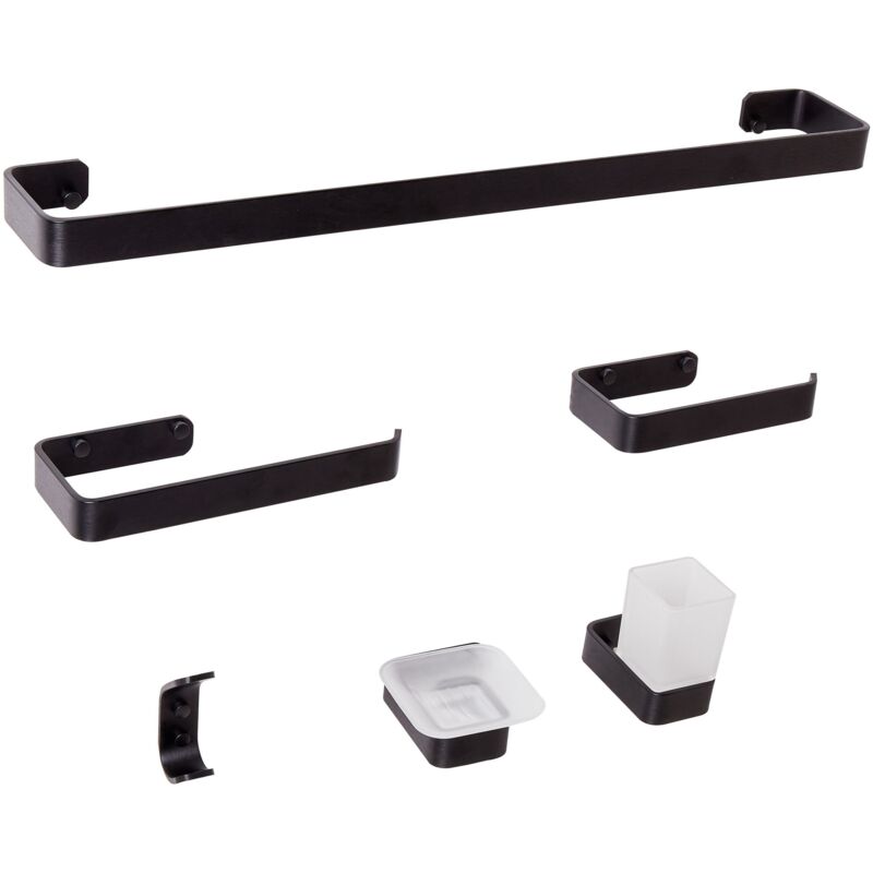 Beliani Set Di 6 Accessori Da Bagno In Alluminio E Vetro Finitura O...