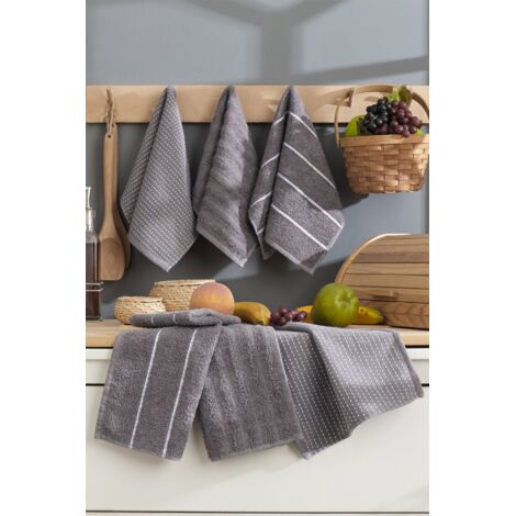 Set di 6 asciugamani da bagno - 30 x 50 cm - Grigio antracite