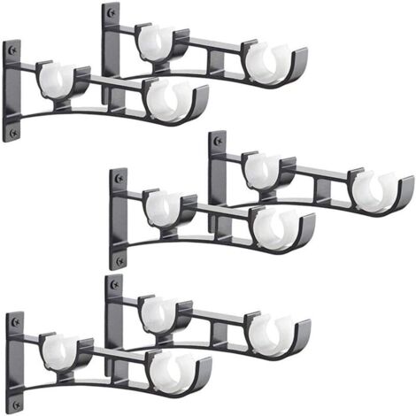Set di 6 aste per tende in metallo resistente, staffa per asta per tende, supporto doppio per asta per tende, supporto per tende