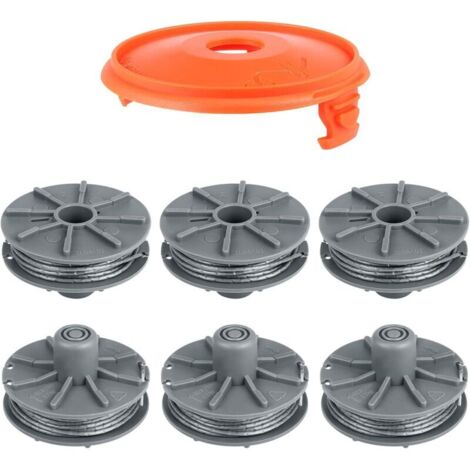 Set di 6 bobine di filo per decespugliatore 5307-20 con copribobina 5344 per decespugliatori Gardena modelli 8846, 8847, 8848, 9805, 9806, 9807, 9808, 9809