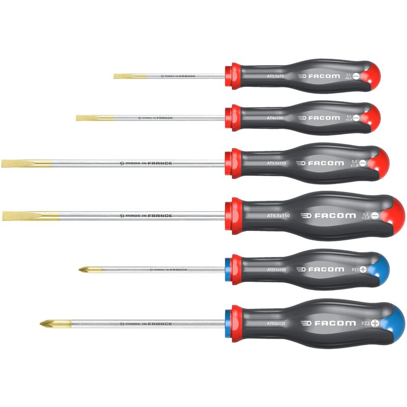 FACOM ATD.J6 - Set di 6 cacciaviti PROTWIST® per viti Phillips POZIDRIV® - Lame rotonde