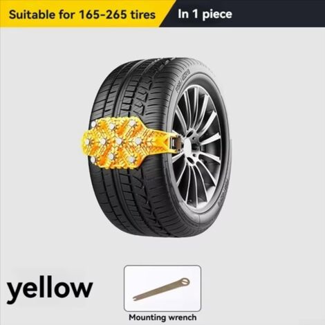 Set di 6 catene da neve antiscivolo per auto, catene da neve per pneumatici invernali, acciaio TPU antiscivolo, per ghiaccio, fango, guida in montagna e su strada (giallo)