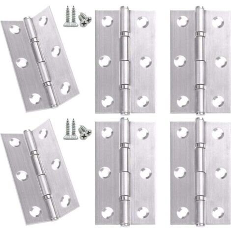 Set di 6 cerniere per ante di mobili in acciaio inox con 60 viti per ferramenta per mobili, ante di cassetti di mobili, 60 x 38 mm