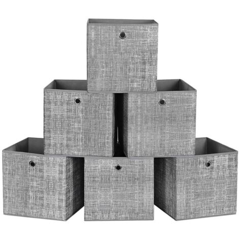 Set di 6 cestini portaoggetti in tessuto non tessuto per giocattoli grigio melange 120003245