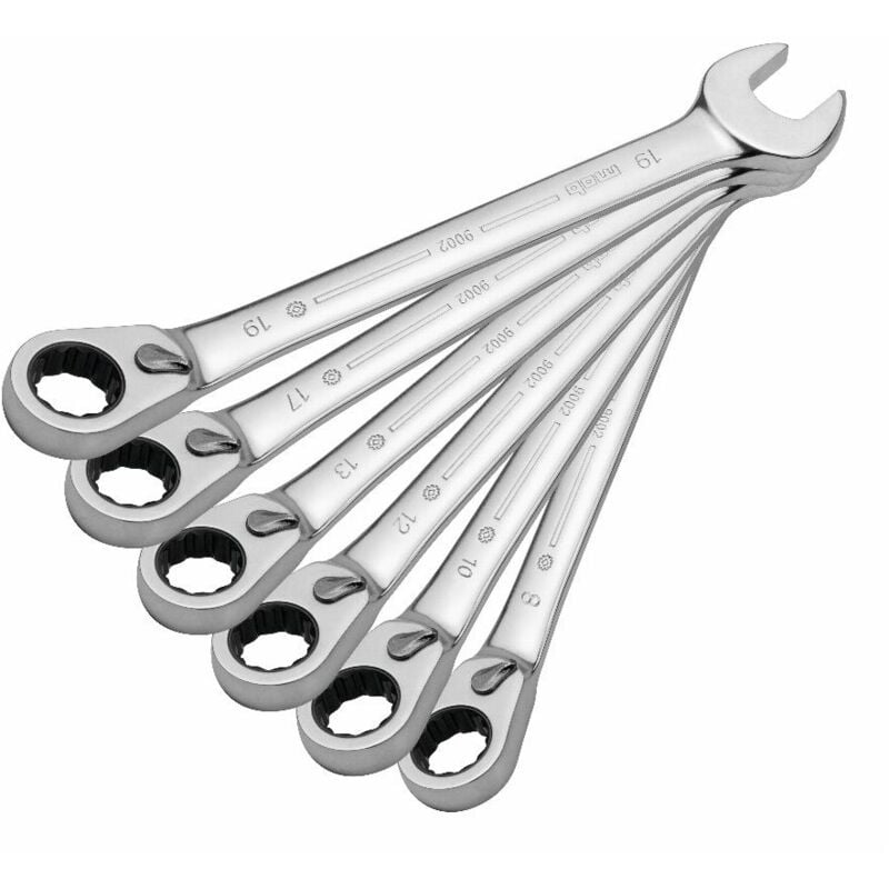 Set di 6 chiavi combinate a cricchetto, scatola di...