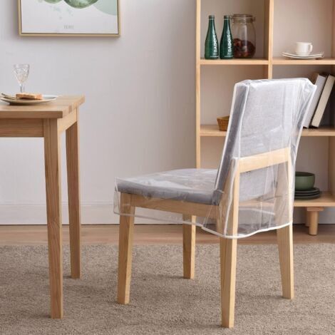 Set di 6 coprisedie in plastica trasparente impermeabile per sedie da pranzo, con schienale, proteggono le sedie da macchie, schizzi, graffi e polvere.