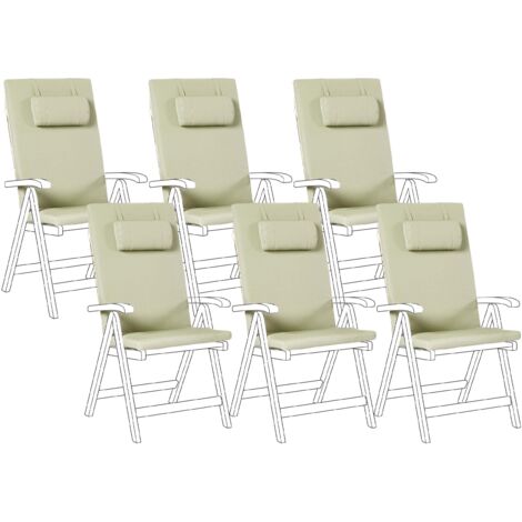 Set di 6 Cuscini in Tessuto verde da Schienale per Sedie da Giardino Java/Amantea Premium