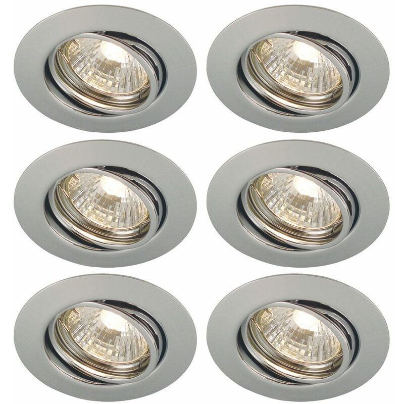 Image of Set di 6 luci da incasso cromate faretti a soffitto soggiorno lampade da lavoro mobili