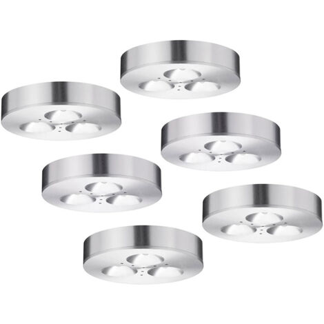 Set di 6 faretti da incasso a LED per mobili da lavoro, armadio, plafoniere in alluminio spazzolato