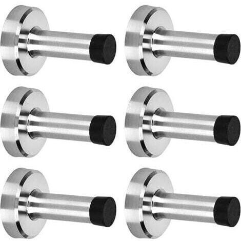Set di 6 fermaporta in acciaio inox, fermaporta a muro con paracolpi in gomma, protezione per pareti, fermaporta a molla, 4,36 cm