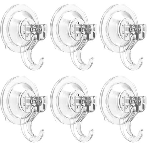 Set di 6 ganci a ventosa, portata massima 3 kg, per doccia, bagno, cucina, finestra, rimovibili, in plastica resistente, multiuso per interni e portasciugamani.
