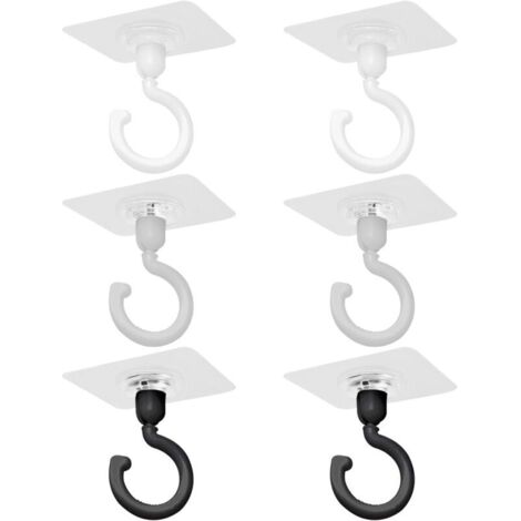 Set di 6 ganci adesivi girevoli da parete - Ganci adesivi per soffitti, ideali per asciugamani e accessori da bagno