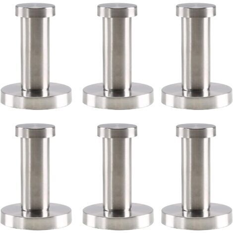 Set di 6 ganci da parete rotondi in acciaio inox argentato, ganci per bagno, montaggio a parete in acciaio inox da 52 mm, gancio per accappatoio, asciugamano, cappotto, camera da letto, cucina