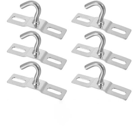 Set di 6 ganci per plafoniera con robusta base in acciaio inossidabile e viti, ideali per appendere lampade, piante e vasi.