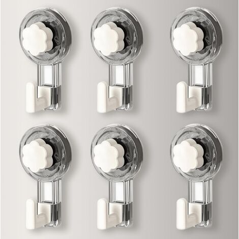 Set di 6 ganci portasciugamani da bagno, ganci a ventosa ultra resistenti e riutilizzabili per bagno, cucina, campeggio e auto, ganci portasciugamani a ventosa (grigio + bianco)