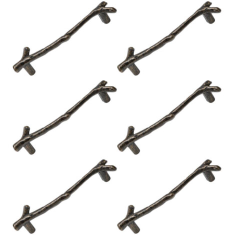 Set di 6 grandi maniglie vintage in lega di zinco per cassetti di armadi, con motivo a ramo d'albero.