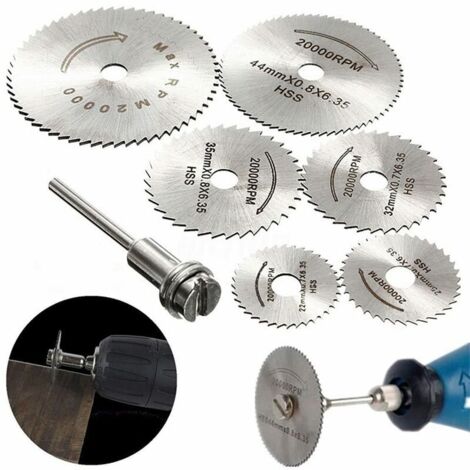 Set di 6 lame per seghe HSS con 1 prolunga con gambo da 1/8", set di mole da taglio per utensili rotanti