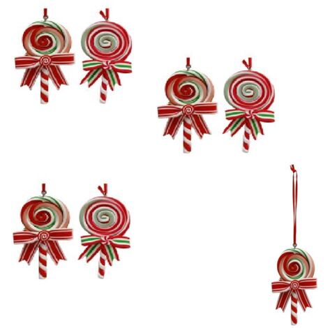 Set di 6 Lecca Lecca Decorazioni per Albero di Natale  caramelle candy Cake Design biscotto grandi cm 9