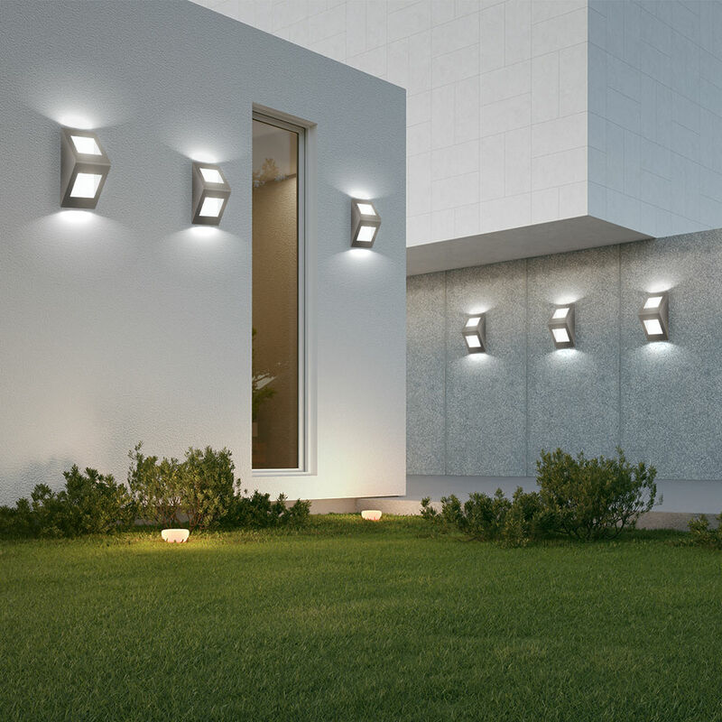 Image of Etc-shop - Set di 6 luci da esterno a led Applique da parete per casa Cortile Up Down Faretti Lampade Luci