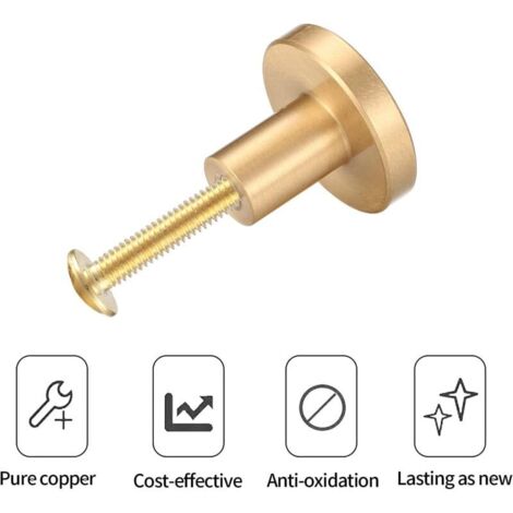 Set di 6 maniglie per cassetti, diametro 25 mm, maniglie per mobili color oro, maniglie rotonde per armadietti decorative