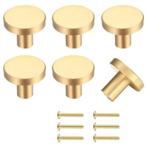 Set di 6 maniglie per cassetti, diametro 25 mm, maniglie per mobili color oro, maniglie rotonde per mobili per decorazione