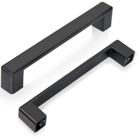 Set di 6 maniglie per mobili da cucina nere, maniglie per porte in lega di zinco quadrate da 128 mm, maniglie per cassetti, maniglie per cassettiere per camera da letto, ufficio, mobili, viti incluse