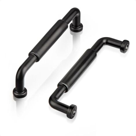 Set di 6 maniglie per mobili, spaziatura fori 96 mm, maniglia classica per mobile da cucina con tubo circolare, nera, maniglia per porta mobile in lega di zinco per camera da letto, ufficio, cassetto,