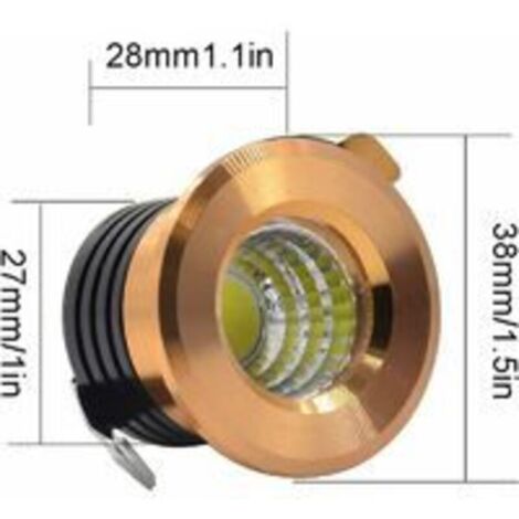 Set di 6 mini faretti LED da incasso a soffitto, neri, mini faretti LED per illuminazione di armadi e soffitti, 3W, luce bianca calda