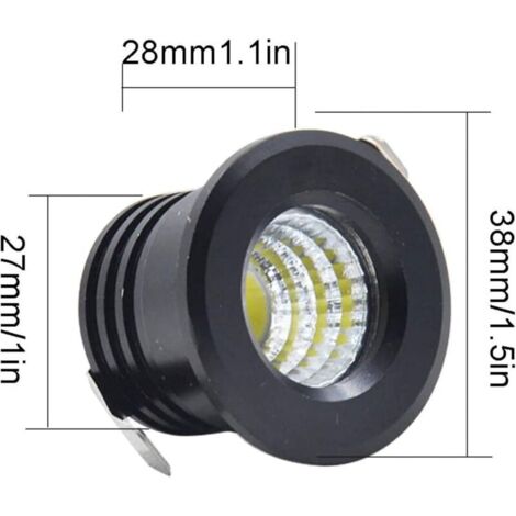 Set di 6 mini faretti LED da incasso a soffitto, neri, mini faretti LED per illuminazione di armadi e soffitti, 3W, luce bianca calda