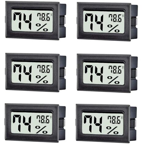 Set di 6 mini termometri e igrometri digitali, misuratori di temperatura e umidità per interni, display Fahrenheit (℉) per casa, serra e barattoli.