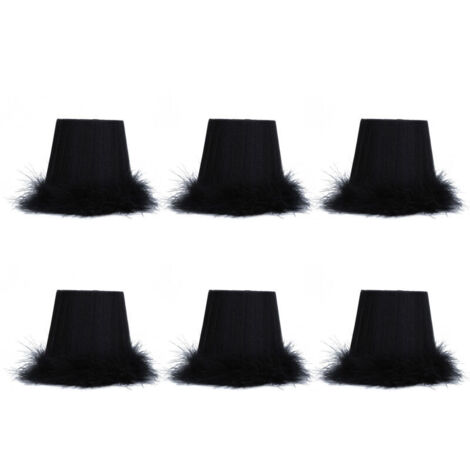 Set di 6 paralumi in tessuto con bordo in piume, ideali da appendere, accessori decorativi per lampadari.