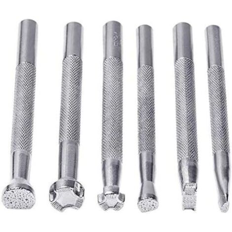 Set di 6 pezzi per la lavorazione della pelle, utensili per la lavorazione del cuoio, set per la creazione di timbri per selle, set di punzoni per timbri di forme speciali, utensili per la lavorazione