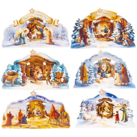 Set di 6 piccoli presepi in carta