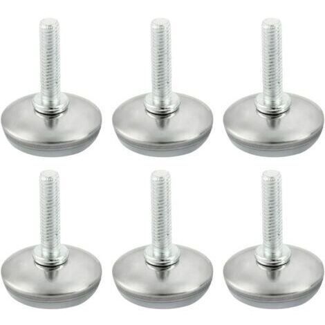 Set di 6 piedini regolabili per mobili M6 x 25 mm. Protezioni per pavimenti per tavoli, sedie e mobili. Regolabili, resistenti, con fissaggio a vite.