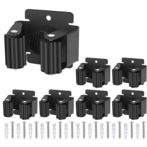 Set di 6 porta scope da parete, neri, robusti, porta scope da parete, supporto per scope da parete, contenitore per attrezzi da giardino e da cucina